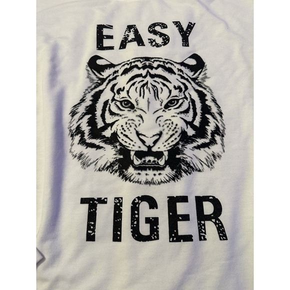 Mazik Easy Tiger Graphic Sweatshirt White Small Long Sleeve Pullover Casual - Picture 2 of 9
